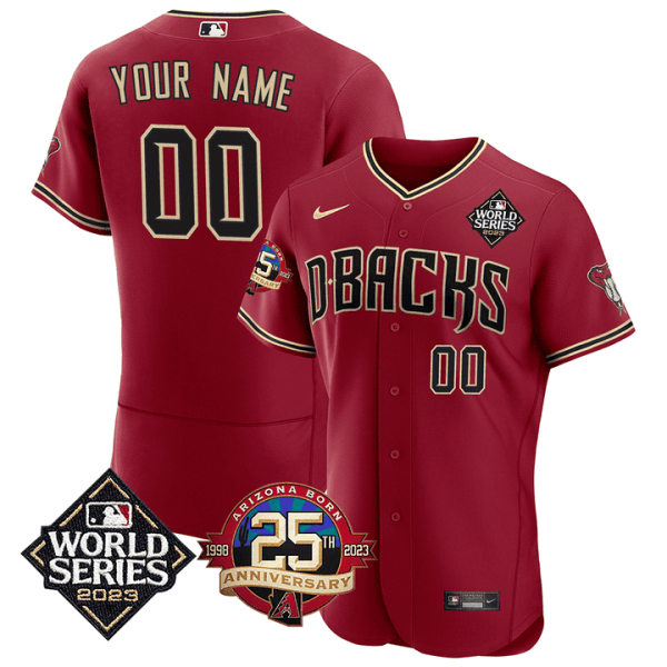Arizona Diamondbacks 2023 World Series & 25th Anniversary Year Patch Custom Jersey - - All Stitched - Image 2