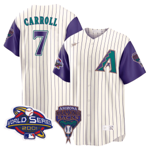 Men's Arizona Diamondbacks 2001 World Series Patch Throwback Jersey - All Stitched