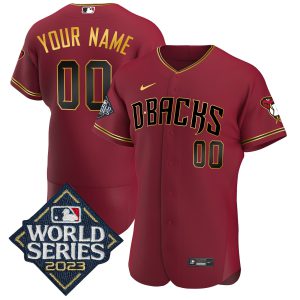 Diamondbacks 2023 World Series Flex Base Gold Custom Jersey - All Stitched