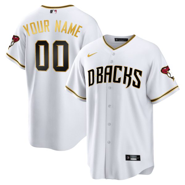 Arizona Diamondbacks Cool Base Gold Trim Custom Jersey - All Stitched - Image 2