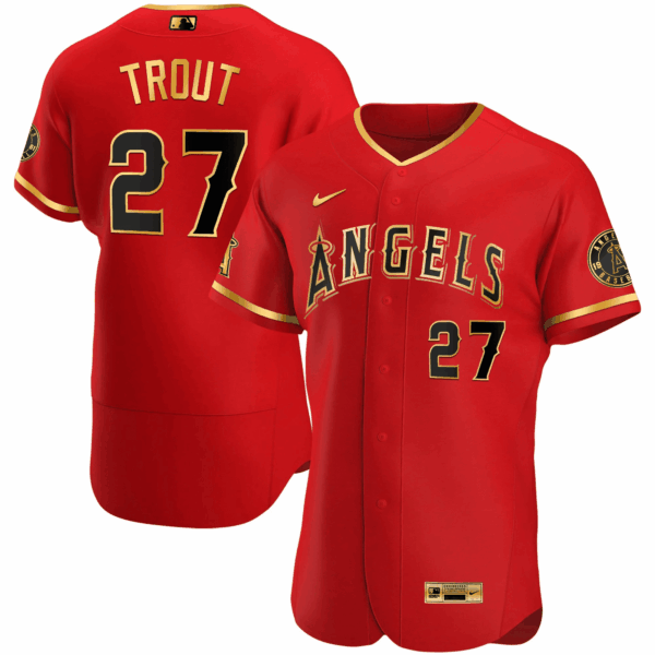 Men's Los Angeles Angels Flex Base Gold Jersey - All Stitched - Image 4