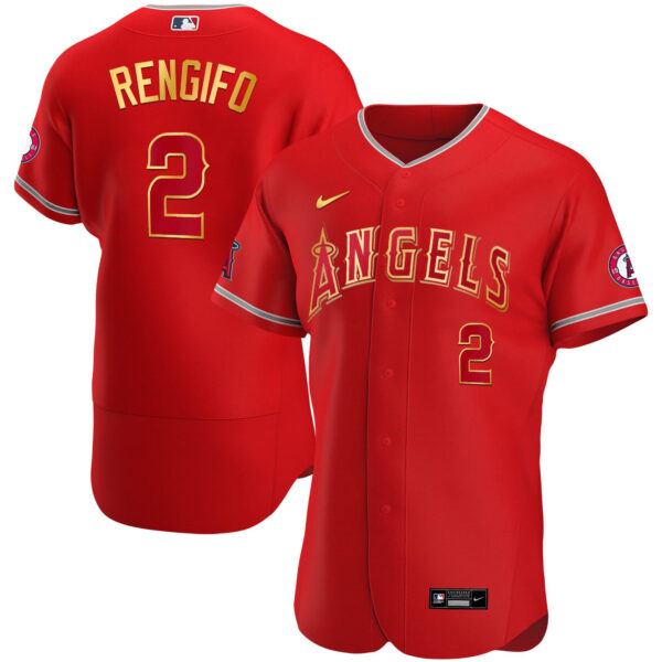 Men's Los Angeles Angels Flex Base Gold Jersey - All Stitched - Image 9