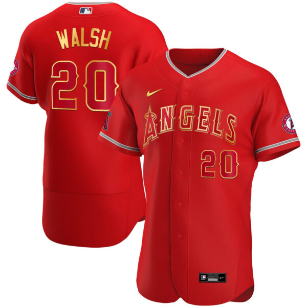 Men's Los Angeles Angels Flex Base Gold Jersey - All Stitched - Image 11