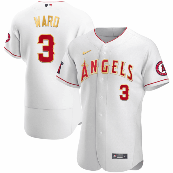 Men's Los Angeles Angels Flex Base Gold Jersey - All Stitched - Image 14