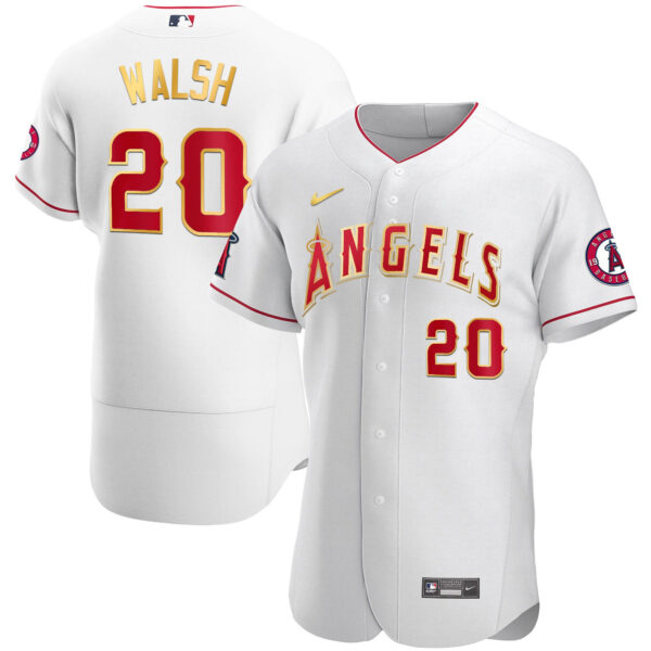 Men's Los Angeles Angels Flex Base Gold Jersey - All Stitched - Image 17