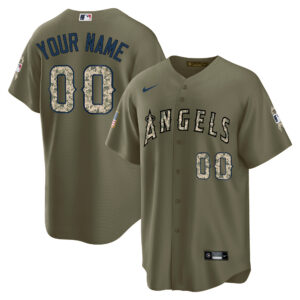Los Angeles Angels Salute To Service Baseball Custom Jersey - All Stitched