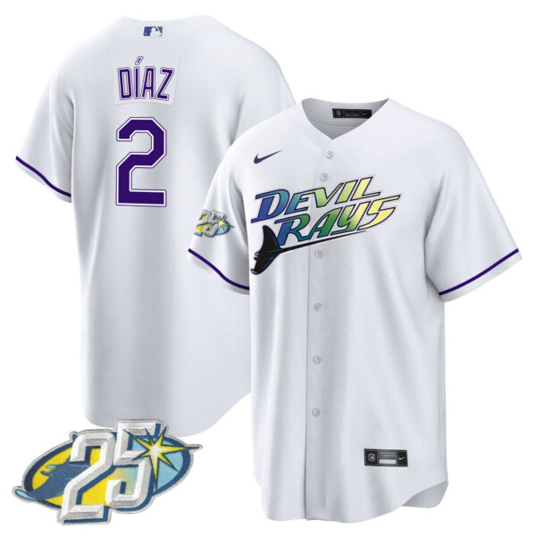 Men's Tampa Bay Rays 25th Anniversary Patch Cool Base Jersey - All Stitched - Image 4