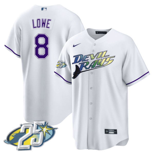 Men's Tampa Bay Rays 25th Anniversary Patch Cool Base Jersey - All Stitched - Image 5