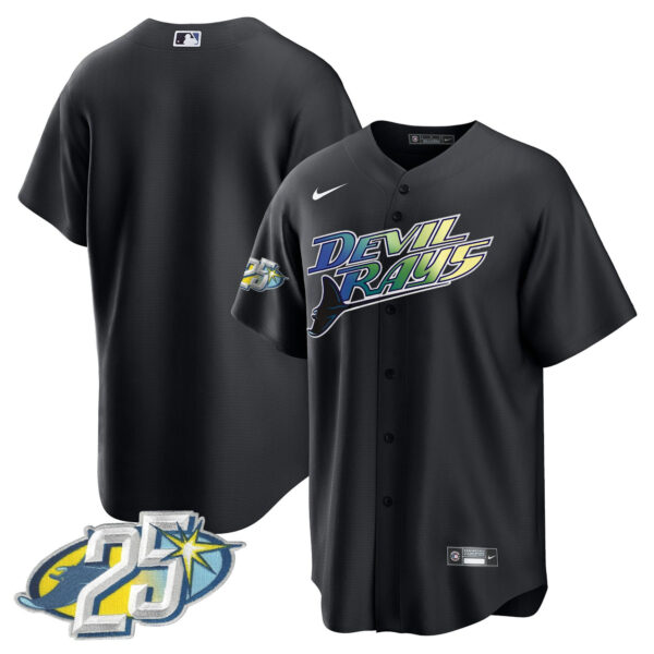Men's Tampa Bay Rays 25th Anniversary Patch Cool Base Jersey - All Stitched - Image 12