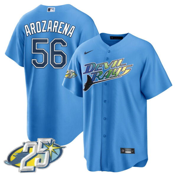 Men's Tampa Bay Rays 25th Anniversary Patch Cool Base Jersey - All Stitched - Image 31