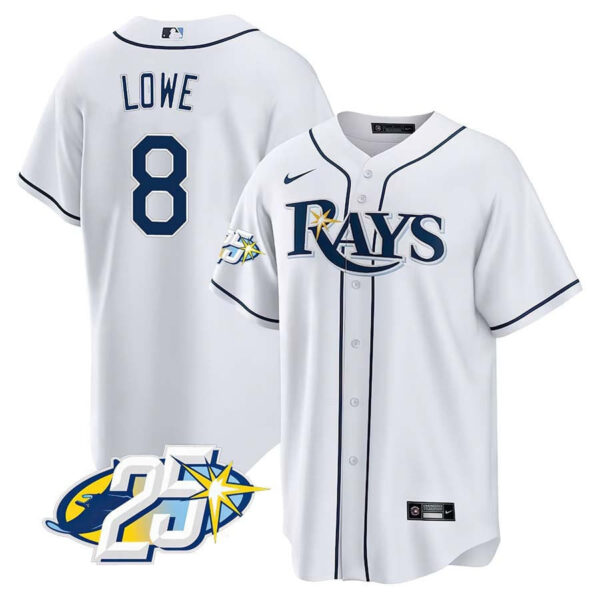 Men's Tampa Bay Rays 25th Anniversary Patch Cool Base V2 Jersey - All Stitched - Image 11