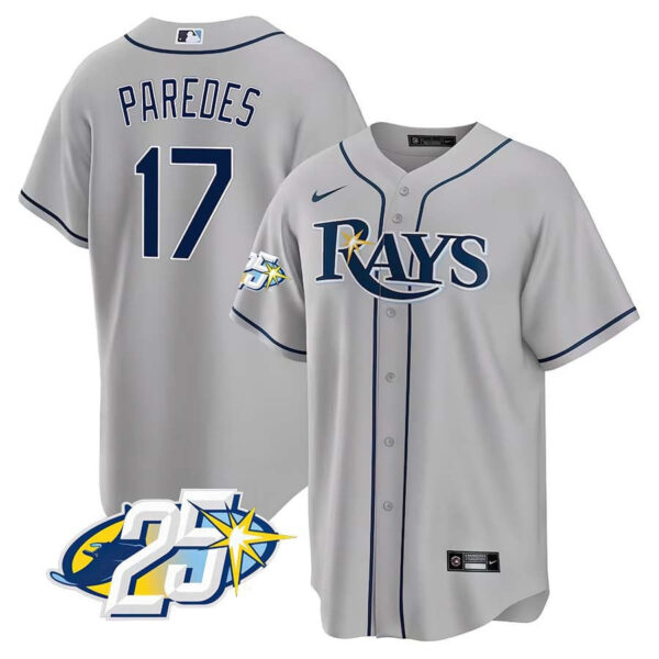 Men's Tampa Bay Rays 25th Anniversary Patch Cool Base V2 Jersey - All Stitched - Image 21