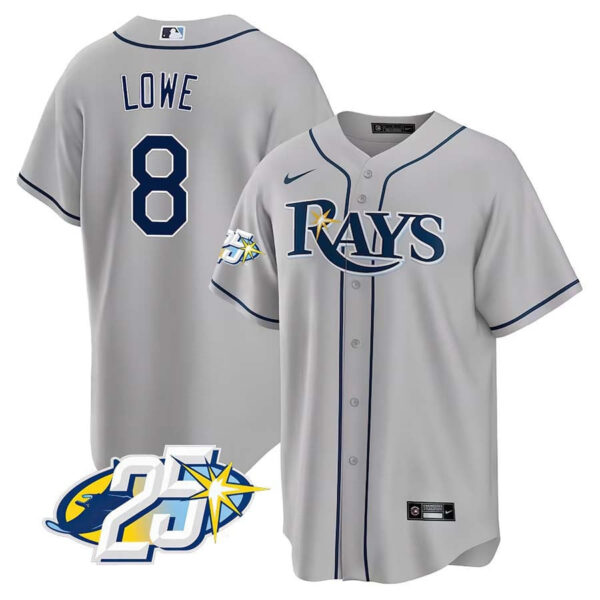 Men's Tampa Bay Rays 25th Anniversary Patch Cool Base V2 Jersey - All Stitched - Image 23
