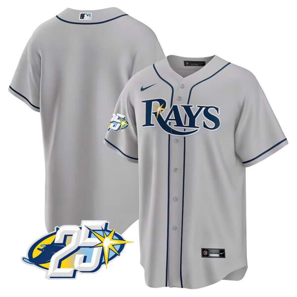 Men's Tampa Bay Rays 25th Anniversary Patch Cool Base V2 Jersey - All Stitched - Image 24