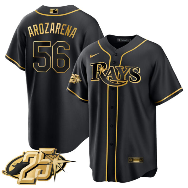 Men's Tampa Bay Rays 25th Anniversary Patch Cool Base V2 Jersey - All Stitched - Image 25