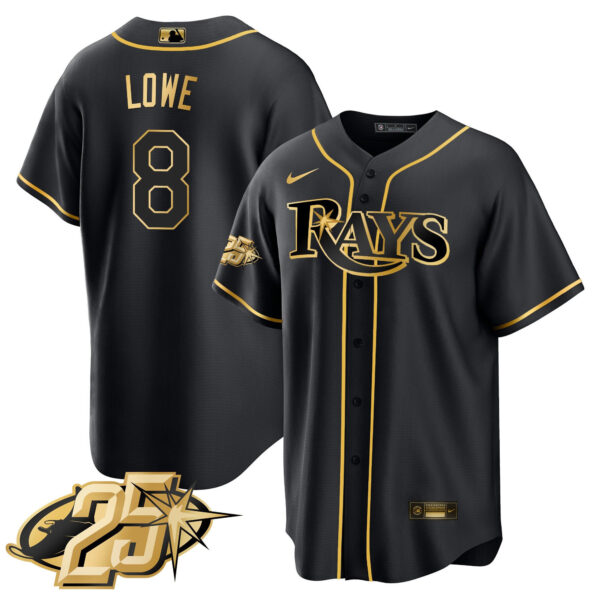 Men's Tampa Bay Rays 25th Anniversary Patch Cool Base V2 Jersey - All Stitched - Image 29