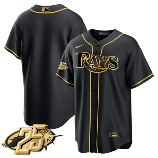 Men's Tampa Bay Rays 25th Anniversary Patch Cool Base V2 Jersey - All Stitched - Image 30