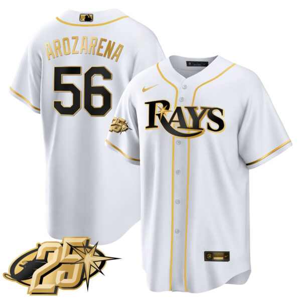 Men's Tampa Bay Rays 25th Anniversary Patch Cool Base V2 Jersey - All Stitched - Image 31
