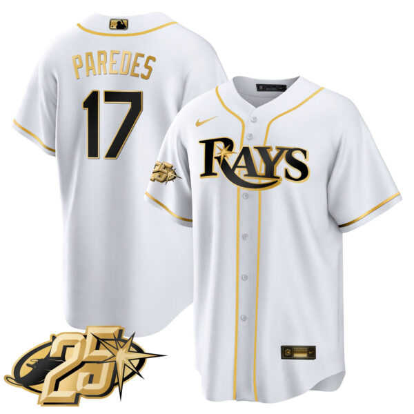 Men's Tampa Bay Rays 25th Anniversary Patch Cool Base V2 Jersey - All Stitched - Image 33