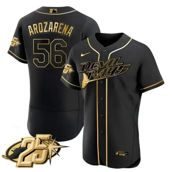 Tampa Bay Rays Randy Arozarena Black Gold Jersey - All Stitched - Image 2