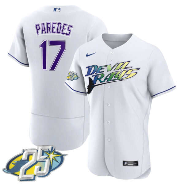 Men's Tampa Bay Rays 25th Anniversary Patch Flex Base Jersey - All Stitched - Image 3