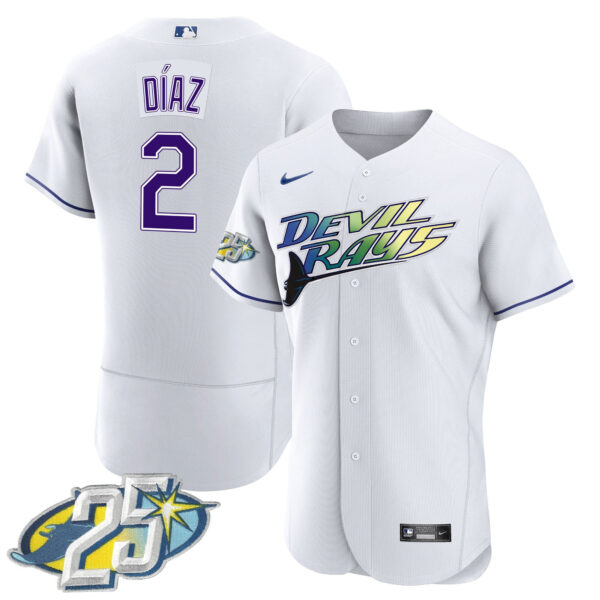Men's Tampa Bay Rays 25th Anniversary Patch Flex Base Jersey - All Stitched - Image 4