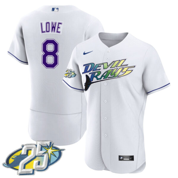 Men's Tampa Bay Rays 25th Anniversary Patch Flex Base Jersey - All Stitched - Image 5