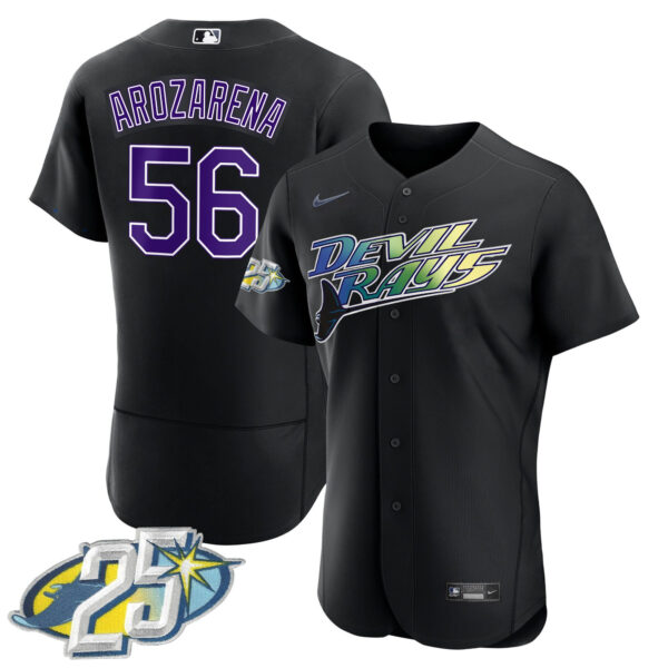 Men's Tampa Bay Rays 25th Anniversary Patch Flex Base Jersey - All Stitched - Image 7