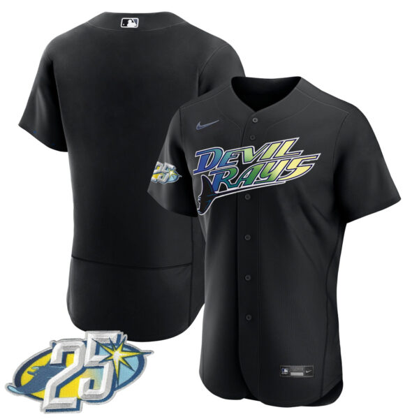 Men's Tampa Bay Rays 25th Anniversary Patch Flex Base Jersey - All Stitched - Image 12