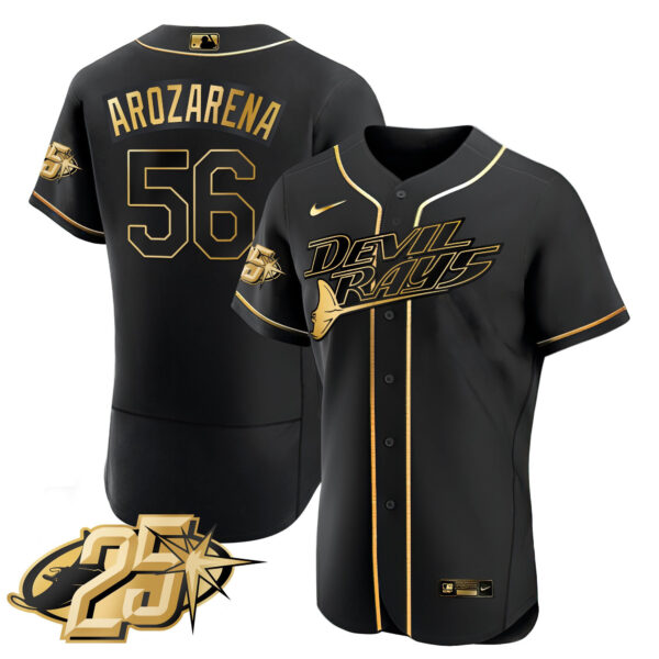 Men's Tampa Bay Rays 25th Anniversary Patch Flex Base Jersey - All Stitched - Image 13