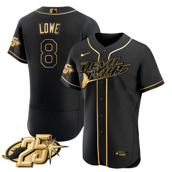 Men's Tampa Bay Rays 25th Anniversary Patch Flex Base Jersey - All Stitched - Image 17