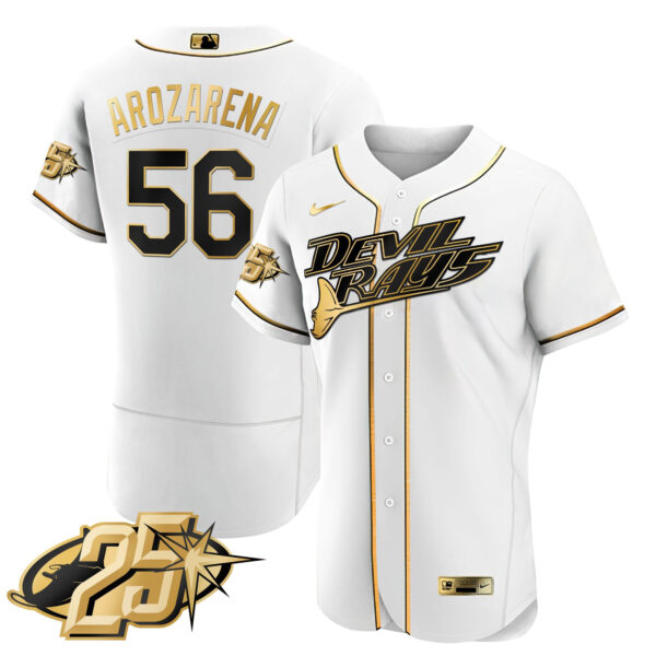 Men's Tampa Bay Rays 25th Anniversary Patch Flex Base Jersey - All Stitched - Image 19