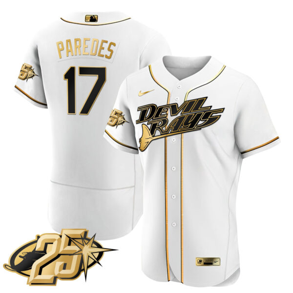 Men's Tampa Bay Rays 25th Anniversary Patch Flex Base Jersey - All Stitched - Image 21