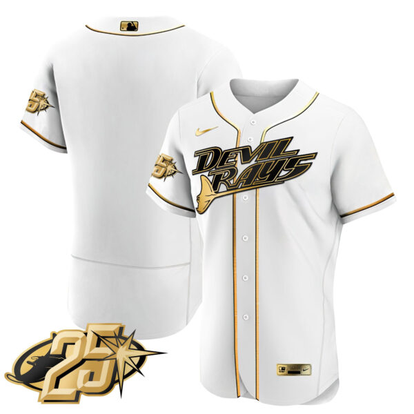 Men's Tampa Bay Rays 25th Anniversary Patch Flex Base Jersey - All Stitched - Image 24