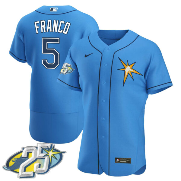 Men's Tampa Bay Rays 25th Anniversary Patch Flex Base Jersey - All Stitched - Image 26