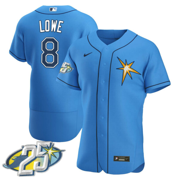 Men's Tampa Bay Rays 25th Anniversary Patch Flex Base Jersey - All Stitched - Image 29