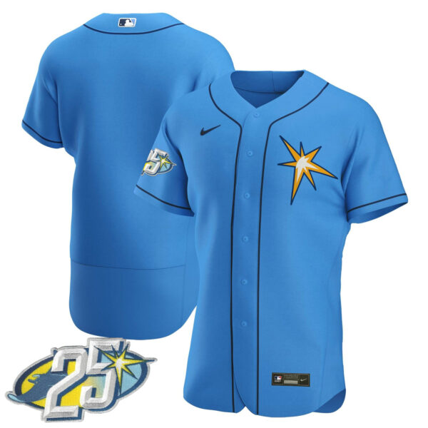 Men's Tampa Bay Rays 25th Anniversary Patch Flex Base Jersey - All Stitched - Image 30