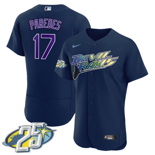 Men's Tampa Bay Rays 25th Anniversary Patch Flex Base Jersey - All Stitched - Image 33