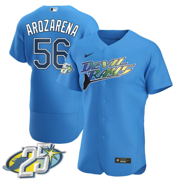 Men's Tampa Bay Rays 25th Anniversary Patch Flex Base Jersey - All Stitched - Image 37