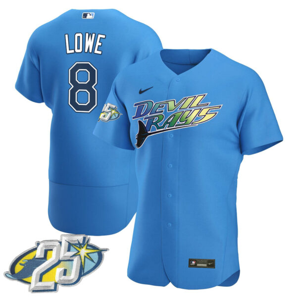 Men's Tampa Bay Rays 25th Anniversary Patch Flex Base Jersey - All Stitched - Image 41