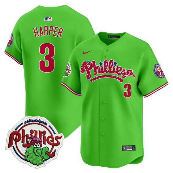 Youth's Phillies Phanatic Patch Vapor Premier Limited Jersey V2 - All Stitched - Image 10