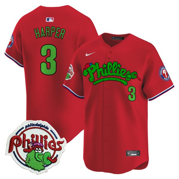 Youth's Phillies Phanatic Patch Vapor Premier Limited Jersey V2 - All Stitched - Image 37