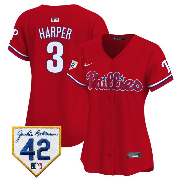 Women's Phillies 2024 Jackie Robinson Patch Vapor Premier Limited Jersey - All Stitched - Image 17