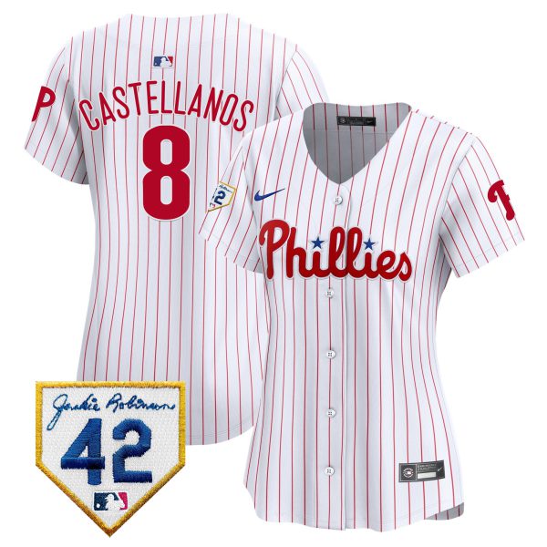 Women's Phillies 2024 Jackie Robinson Patch Vapor Premier Limited Jersey - All Stitched - Image 28