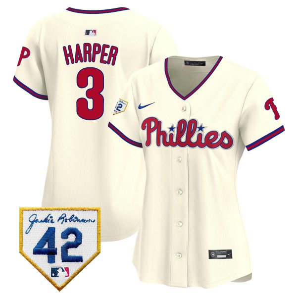 Women's Phillies 2024 Jackie Robinson Patch Vapor Premier Limited Jersey - All Stitched - Image 33