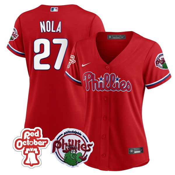 Women's Philadelphia Phillies Red October Patch Jersey - All Stitched - Image 2