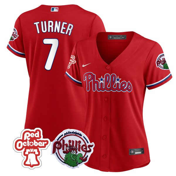 Women's Philadelphia Phillies Red October Patch Jersey - All Stitched - Image 4