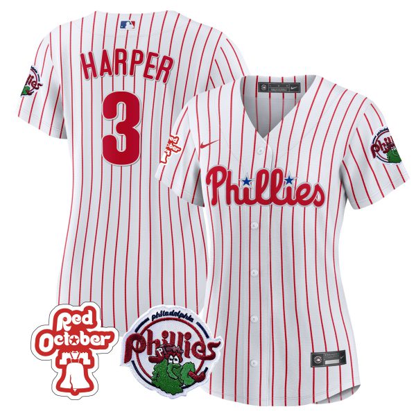 Women's Philadelphia Phillies Red October Patch Jersey - All Stitched - Image 8