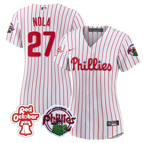 Women's Philadelphia Phillies Red October Patch Jersey - All Stitched - Image 9