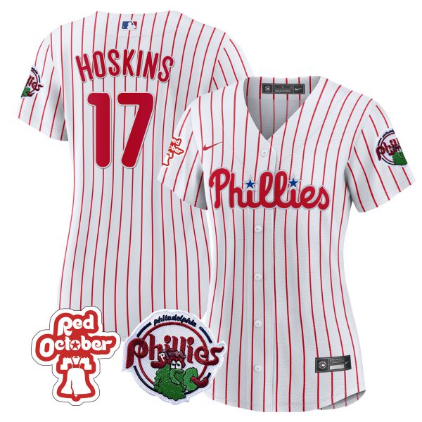 Women's Philadelphia Phillies Red October Patch Jersey - All Stitched - Image 10
